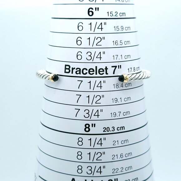 David Yurman Sterling Silver & 14k Gold 4mm Flex Black Onyx Cable Bracelet 7inch - Picture 3 of 10